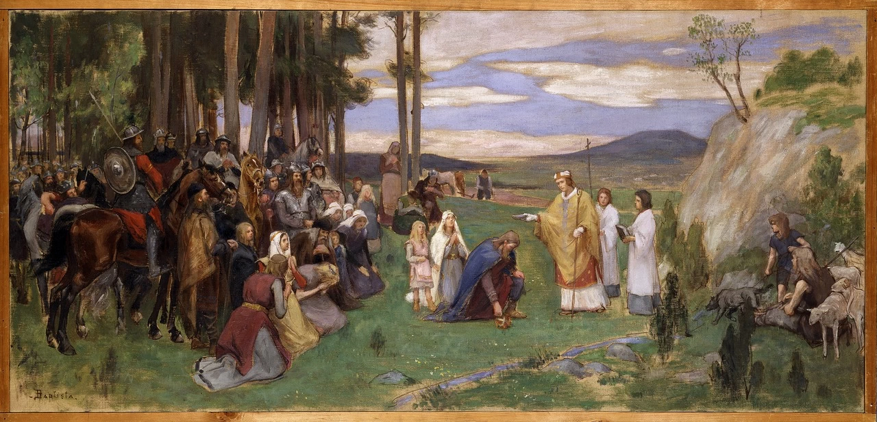 Bozzetto per la decorazione alle Pareti della Sala Superiore del NM. Ansgar predica il cristianesimo - Na